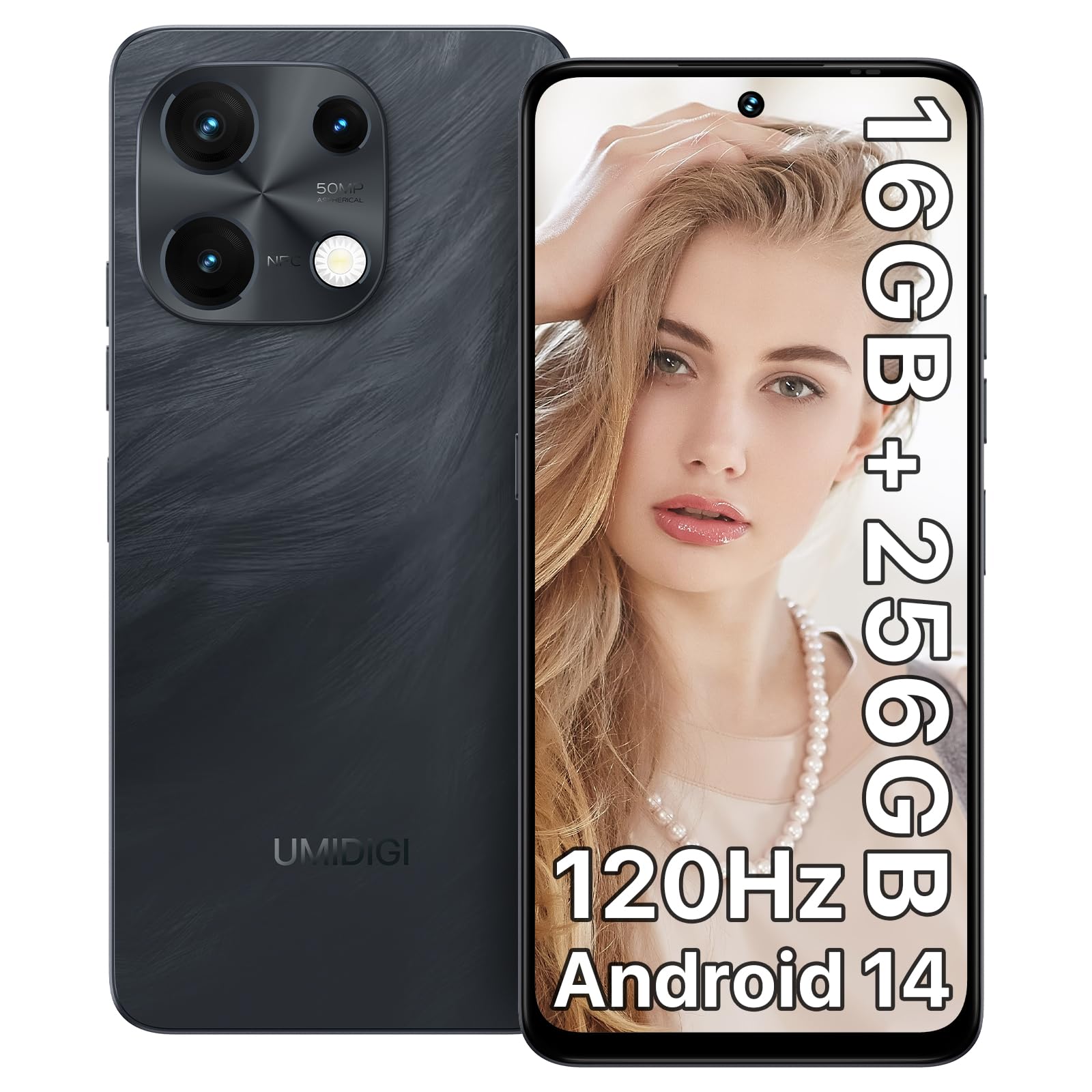 UMIDIGI Note 100 Cell Phone,Android 14 Unlocked Phones,16+256GB/TF